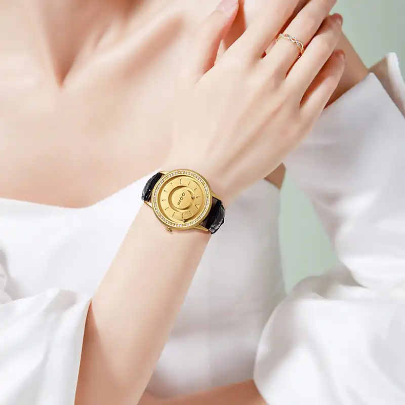 DOM 1758 Creative Women Magnetic Force Watch Leather Waterproof Female Scrolling Beads Quartz Watches for Ladies Magnetic Clock