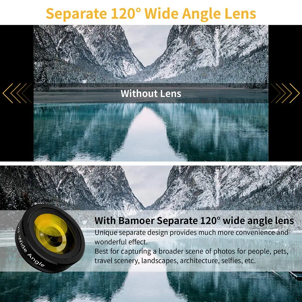 AIKEGLOBAL Innovative Gadgets Clip 3 in 1 Cell Phone Camera Lens Wide Angle Macro Phone Lens for All Phones