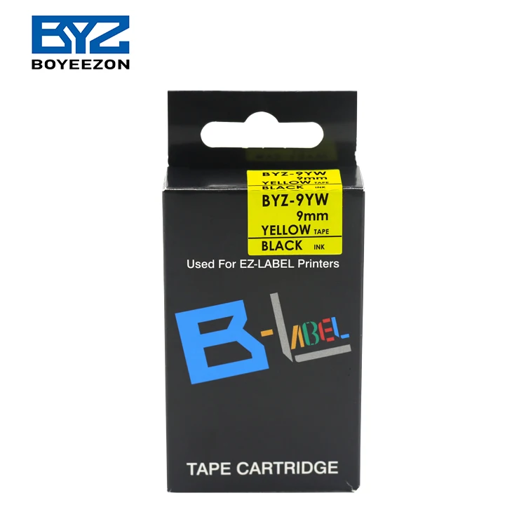 BYZ -9YW XR-9YW 9mm Black on Yellow printing tape cartridge for kl-100