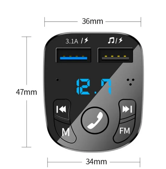FM Transmitter Car Dual USB Wireless Radio MP3 Music Player Car Kit with Hands-Free Call
