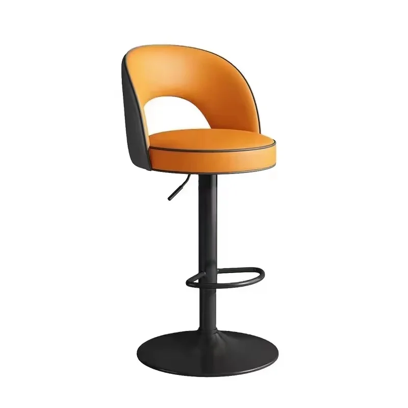 Adjustable Luxury Swivel Bar Chair with Pu Leather Metal Steel Frame High Chairs Restaurant Kitchen Workshop Hospital Hall Mall