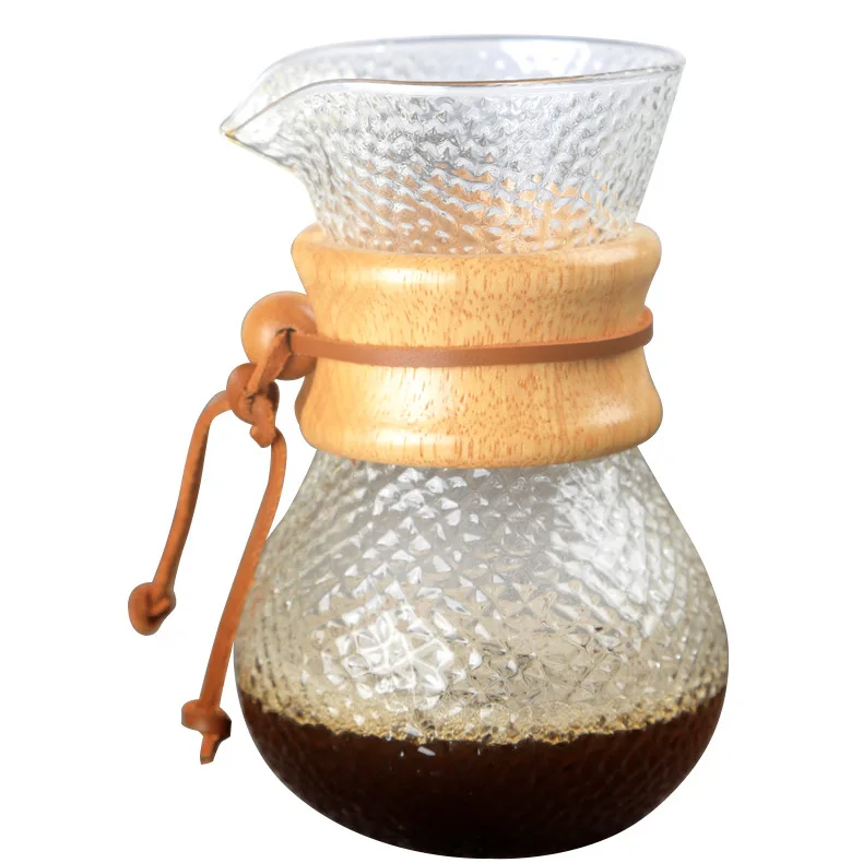 Pour Over Coffee Maker with Double-layer Stainless Steel Filter, Coffee Dripper Brewer & Glass Coffee Pot, High Heat Resistant