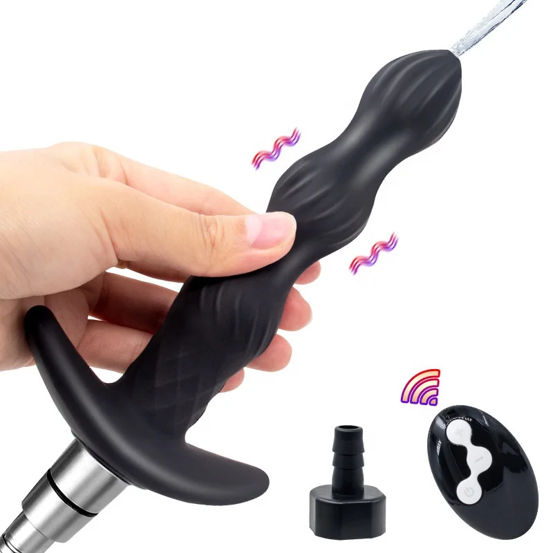 Enema Nozzle Silicone Vibrating Anal Douche Wireless Vibrator Butt Plug Vaginal Ass Cleaner Prostate Massage Bidet Sprayer