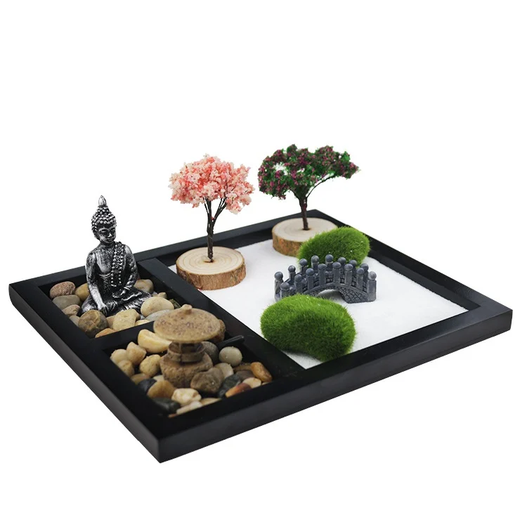Garden Landscape Zen Sand Table Resin Crafts Home Table Decoration Buddha Sand Table Japanese Dry Landscape