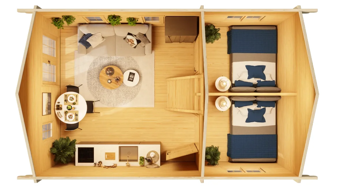 26m² Wooden House Easy  Tiny Homes Ready to Ship Garden House