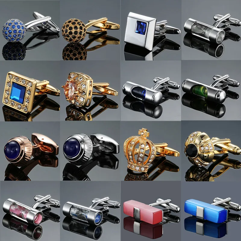 18 styles Crown hourglass rhinestones crystal cufflinks for men wholesale cufflinks custom logo