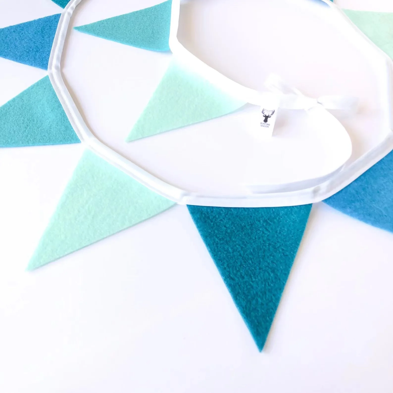 Teal Felt Pennant Bunting Banner Blue Triangle Pennant Flag Garland Turquoise Ocean Nursery Decor Felt Flag