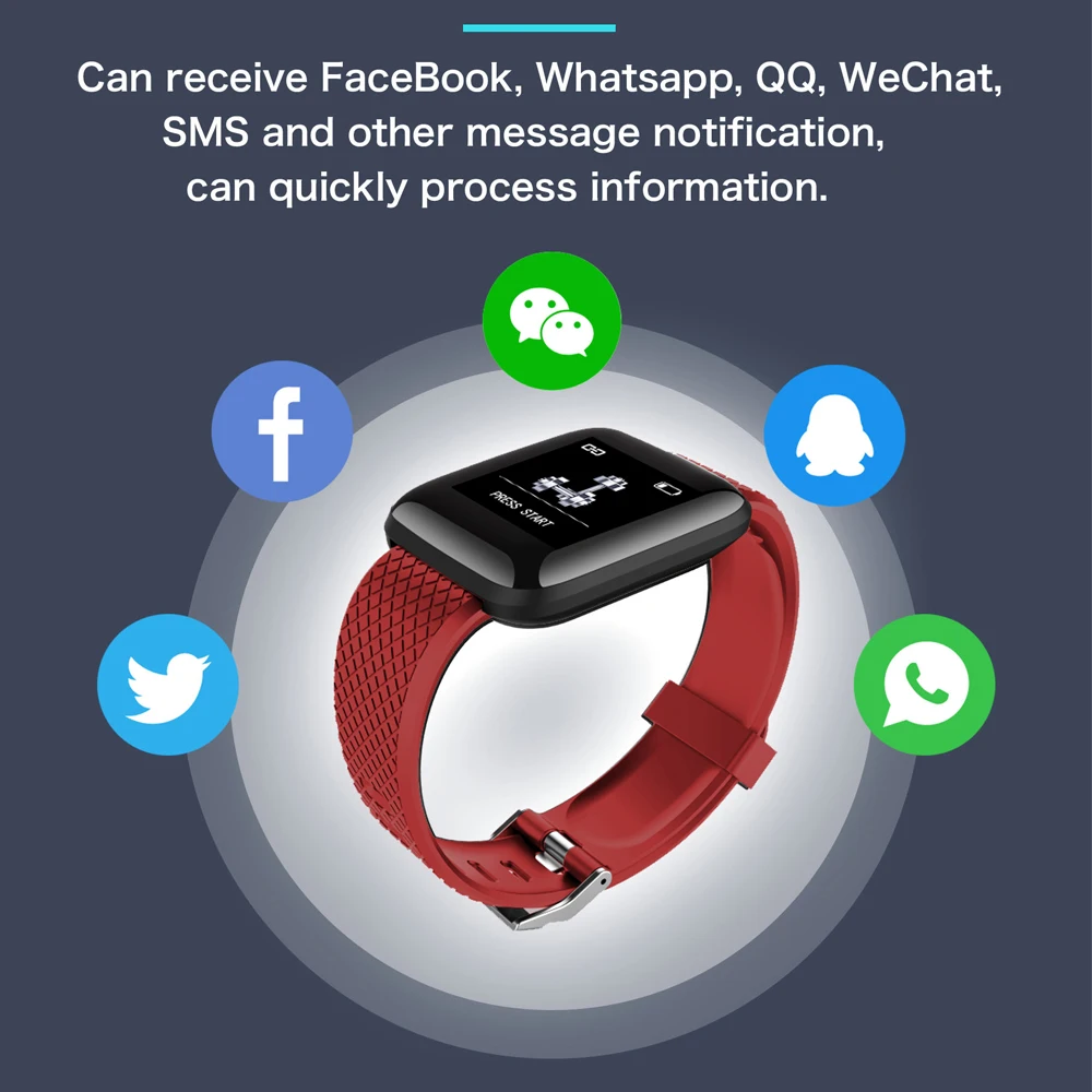 
Smart Watches 116 Plus Health Bracelet Heart Rate Smart Wristband Fitness Tracker Sports Watch Smart Band Waterproof D13 