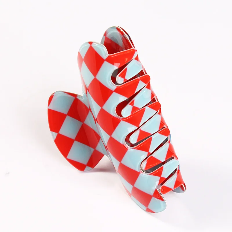 Новинка, зажим для волос из целлюлозной ацетатной целлюлозы, зажим для густых волос, черно-белые клатчи для волос для женщин, аксессуары для решетки