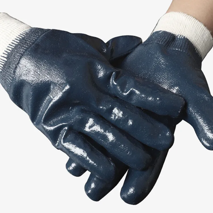 China Supplier Wholesale Heavy Duty Nitrile Blue Coated Gloves Oil And Gas Resistant Safety gloves