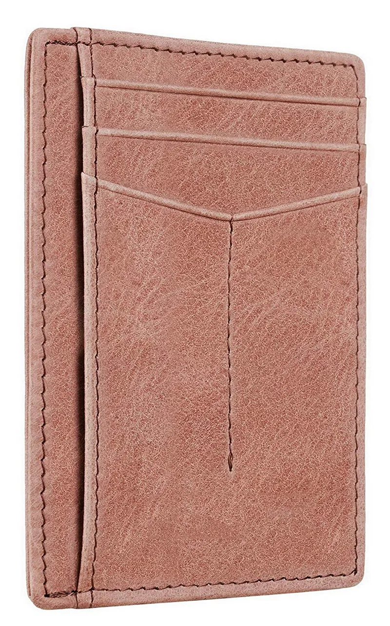 Portable Card Holder Slim Minimalist Front Pocket True Leather Slim Wallet