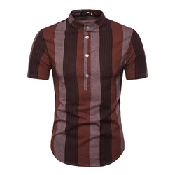 Latest style striped design short sleeve slim fit African clothing men t shirts