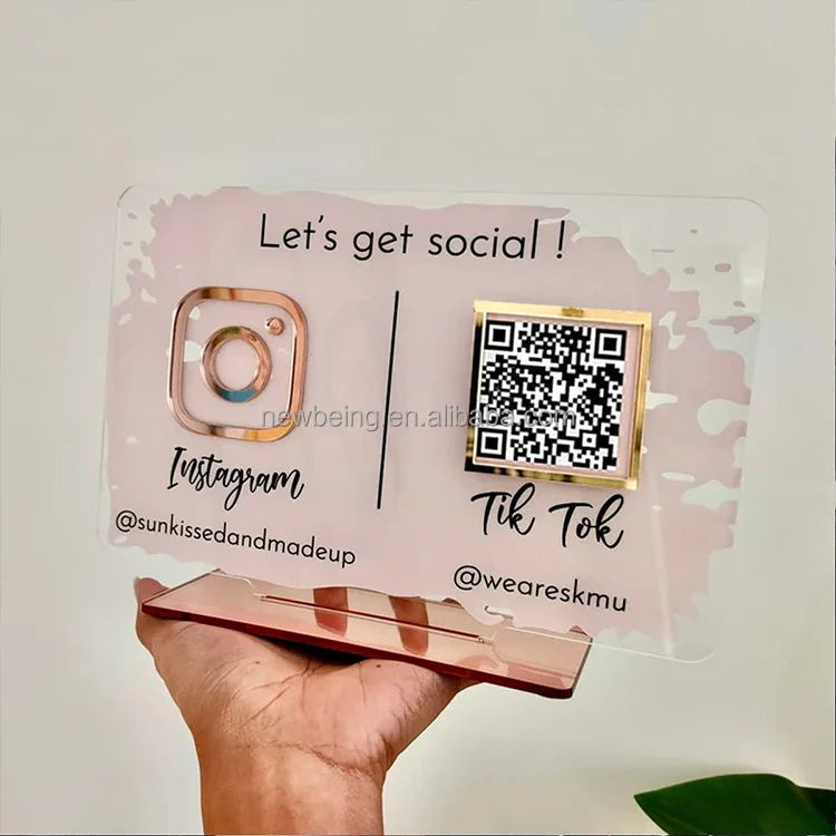 Индивидуальный бизнес-знак с QR-кодом персонализированное приложение для наличных денег оплата через Paypal Facebook знаки социальных сетей акриловые поставщики выдвижной магазин