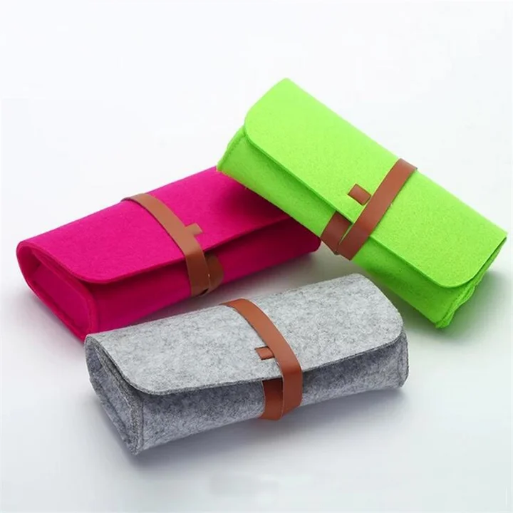 Fashion felt leather glasses protective cover storage bag glasses bag portable sunglasses cases