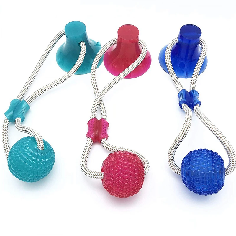 Pet Toys Interactive Suction Cup Push Ball Thermoplastic Rubber Molar Chew Toys Bungee Cords Dog Teeth Cleaning Chew Supplies