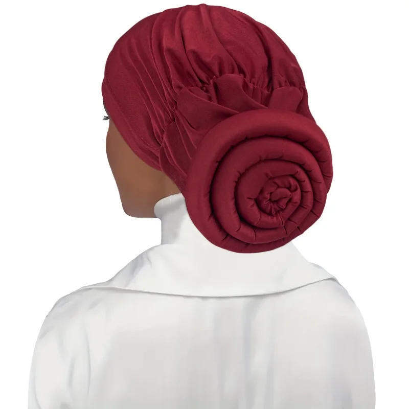 Fashion Ethnic Style Soft Stretchy Women Head Scarf Hat Solid Color Headwrap Turbans Muslim Turban Hat