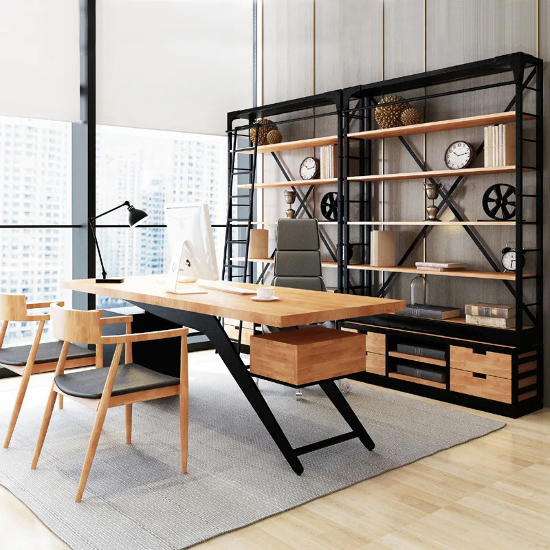 Industrial Library Librero Book Store Tall 5 Tier Display Iron Metal Bookshelf With Ladder