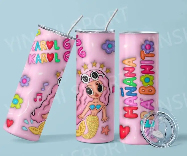 2024 Newest Custom Trendy Fashion Bad Bunny & Peso Pluma & Karol G Bichota Season Sublimation Straight Skinny Tumbler