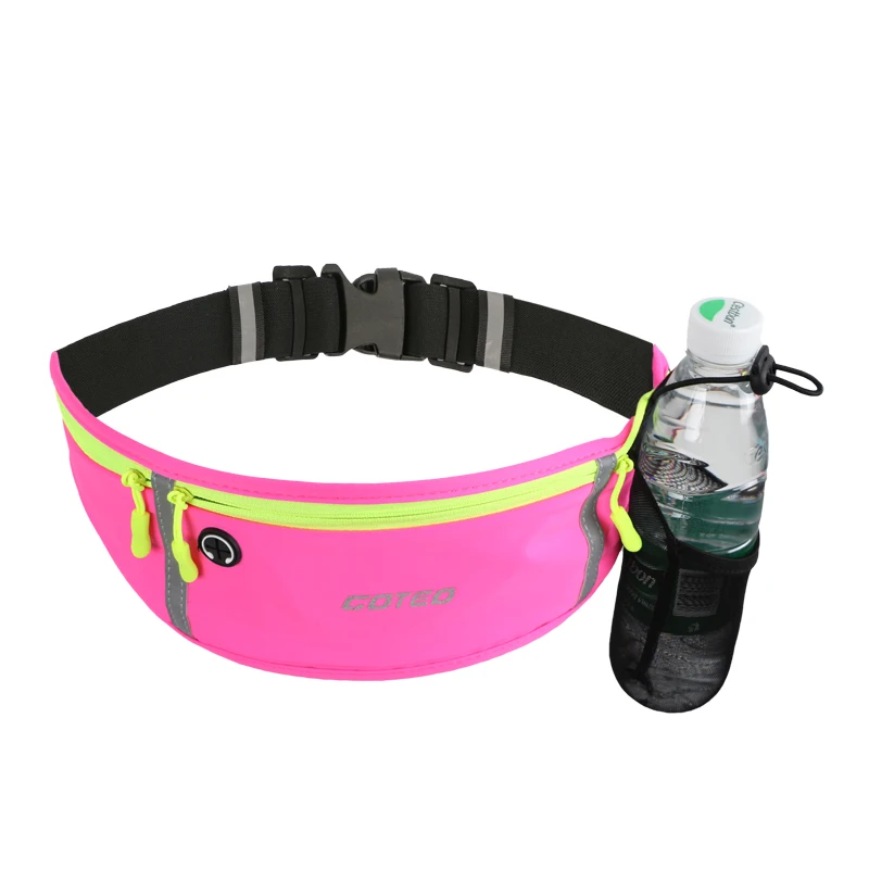 
custom logo Waterproof running custom waist bag reflective running belt with bottle holder gym sports running men fanny pack 