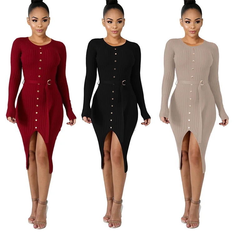 
Wholesale Color Block Long Sleeve Bodycon Dress Womens Clothing Latest Design 2018 