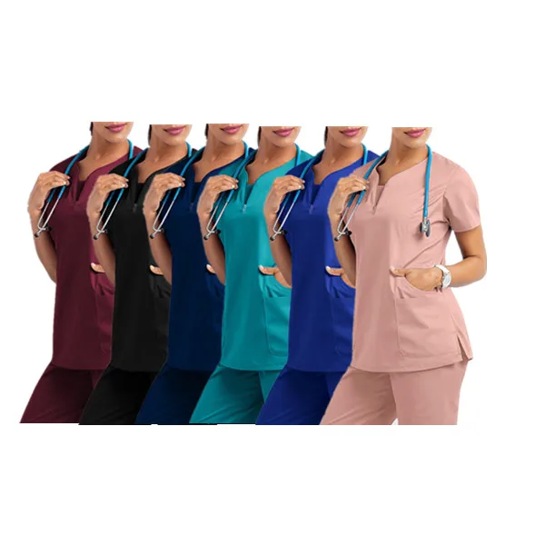 Factory price Cheap men women hospital doctor uniforms scrubs pharmacy medical custom logo doctor nurse scrubs top pants