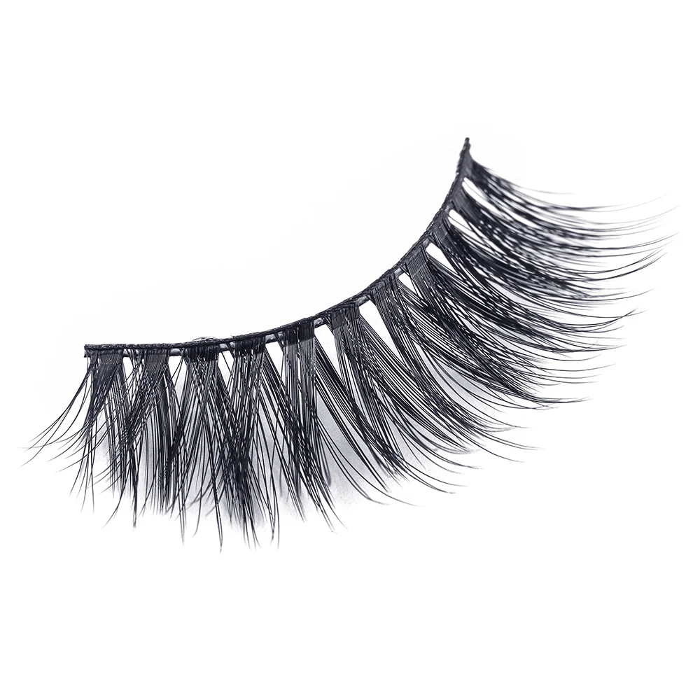 Natural style faux mink lashes wholesale 3d fluffy full strip eyelashes black cotton band false eye lashes