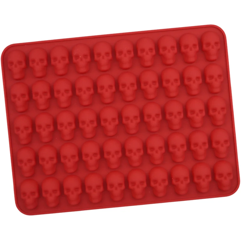 1187 factory free sample 50 hole gummy skeleton skull shape silicon resin mold, silicon chocolate moulds silicone ice cube tray