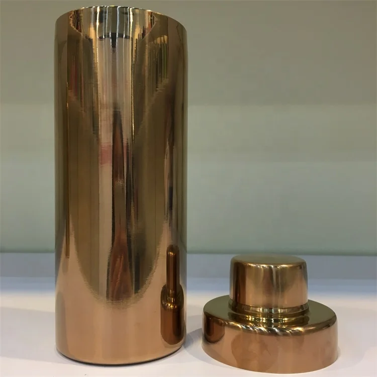 New Arrival Fancy 500ml/16oz Stainless Steel Copper Rose Golden Plated Cocktail Drinks Straight Shaker With Customized Logo