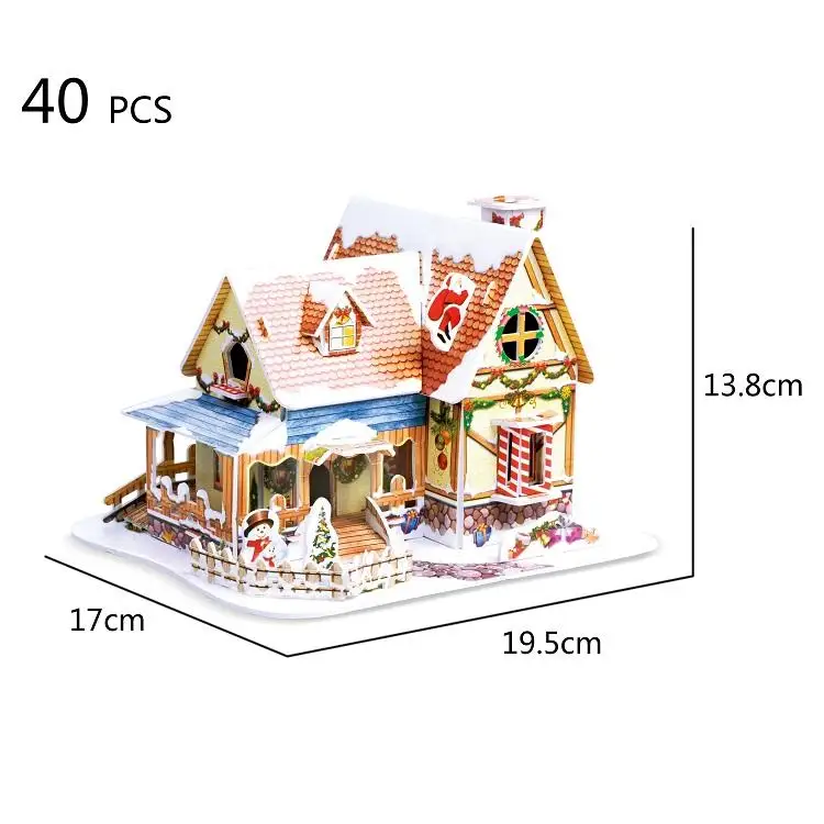 ECO Friendly EPS Board Kids puzzle toys educational DIY toy Christmas villa house model 3d puzzles toys Gift
