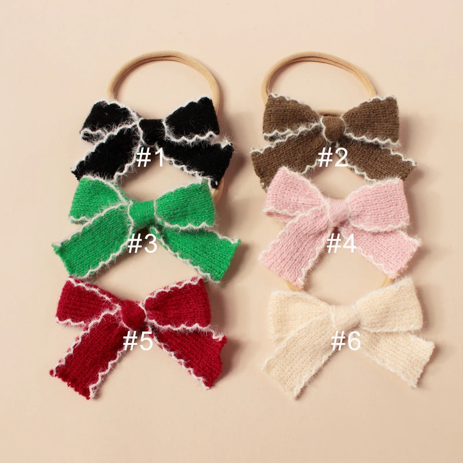 Wholesale Hair Bow Wool Knit Hair Bow Hair Clips For Baby Girls Accessories Holiday Christmas Color Bow Hairpin