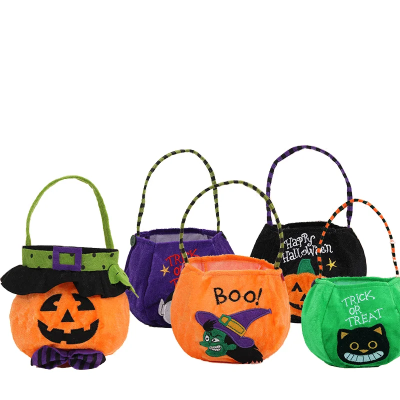 DAMAI Halloween Trick or Treat Bags for Kids Candy Large Reusable Pumpkin Tote Bags for Trick or Treating Party Favor