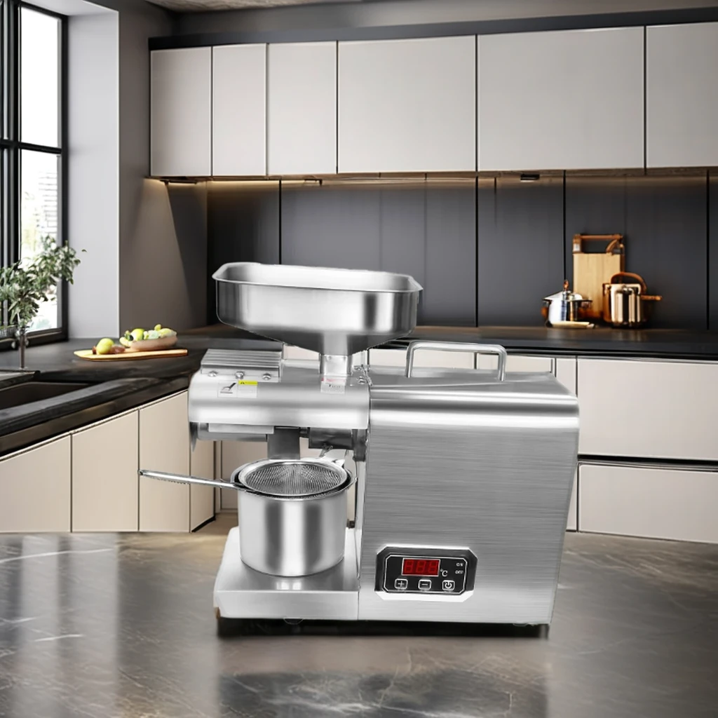 MJ Mini Automatic Steel Screw Oil Pressers Small Home use Sesame Coconut Peanut Oil Extractor Seed Cold Oil Press Machine 508T