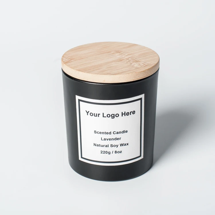 Custom Luxury 8 OZ Candle personalized Black Matte Glass Private Label Scented Candles