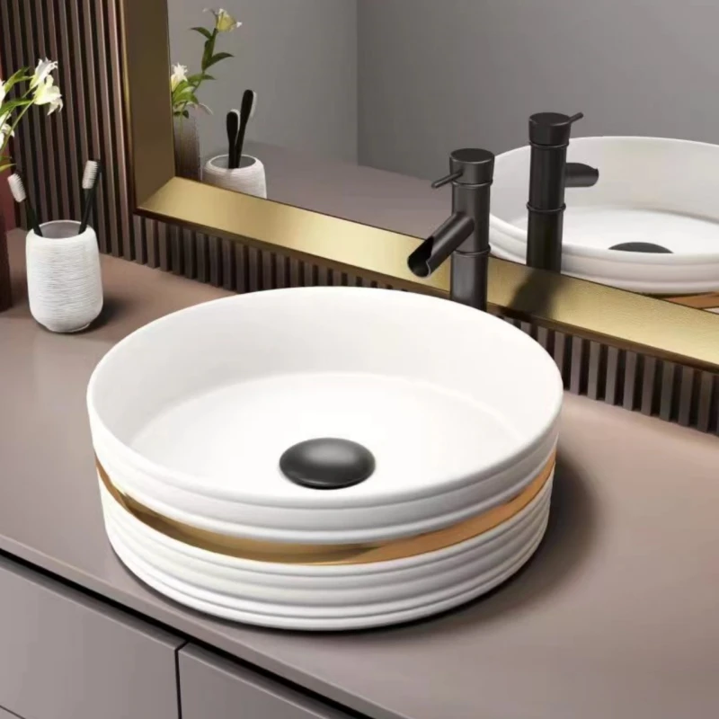SIMILAR Counter Top Gold Colored Ceramic Wash Basin