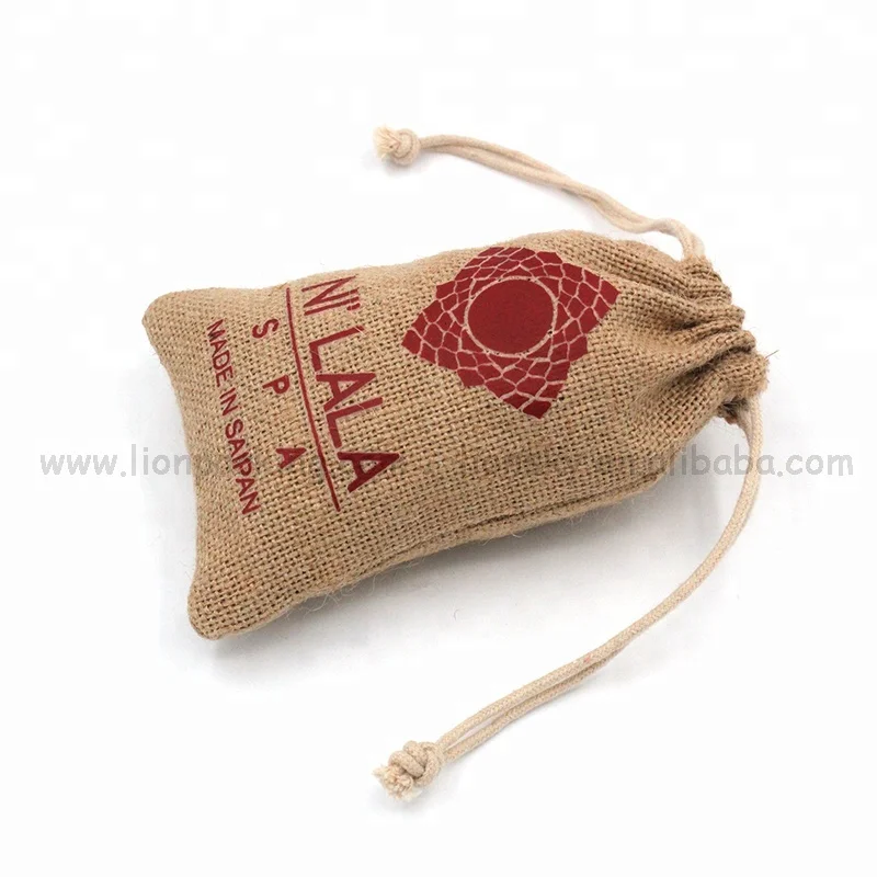 Wholesale Custom logo double drawstring small hemp walnut nut pouch screen printed coffee bean burlap packaging bag