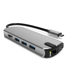 8 In 1 Type C PD  5G USB 3.0 4K 2K 1080P HDM1 3.5mm Audio Hub Support SD TF Card USB Ethernet Hub