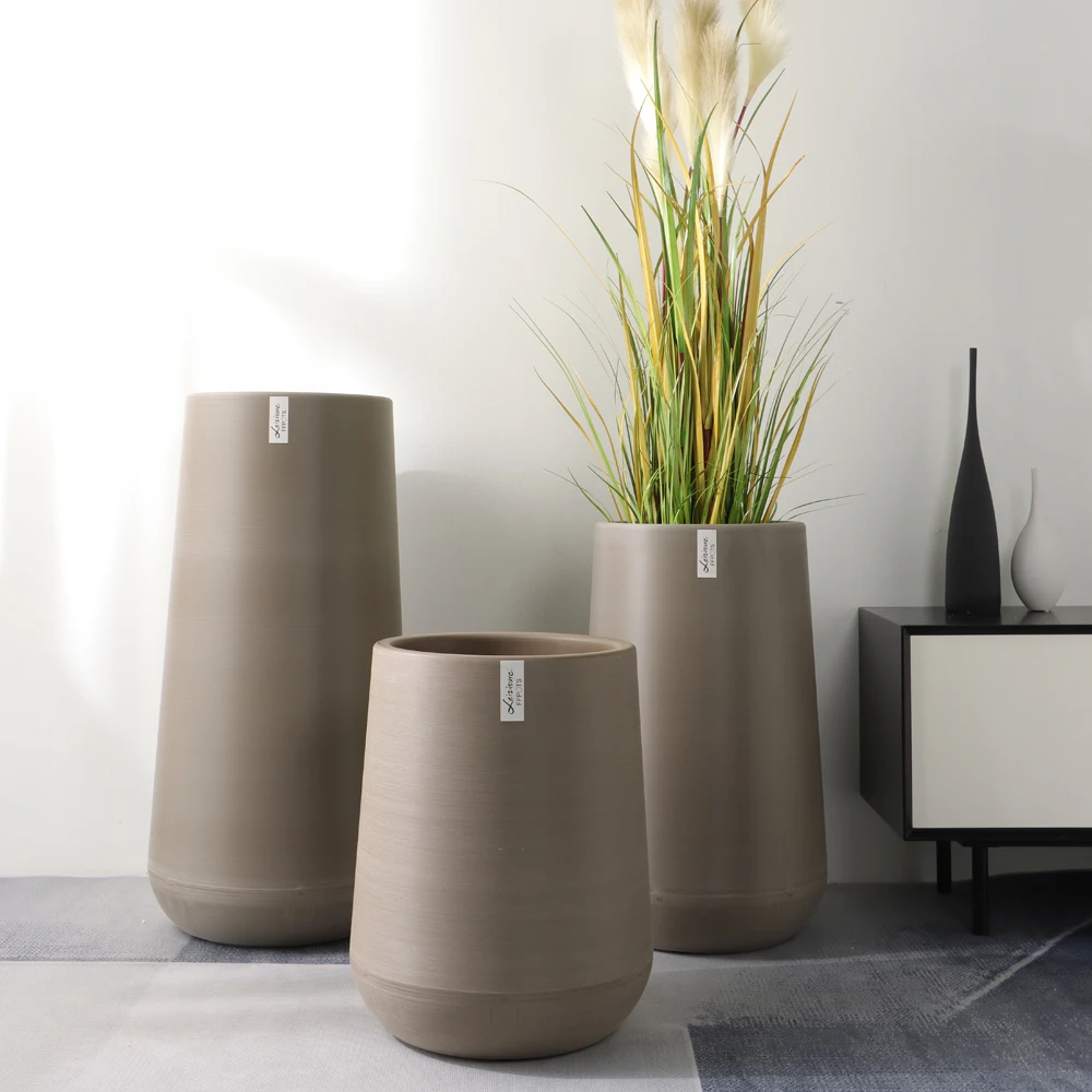 Factory Wholesale High Quality Nordic Plastic Flower Pot Decorative Tall Conical Round Planter for Floor Home Office Indoor