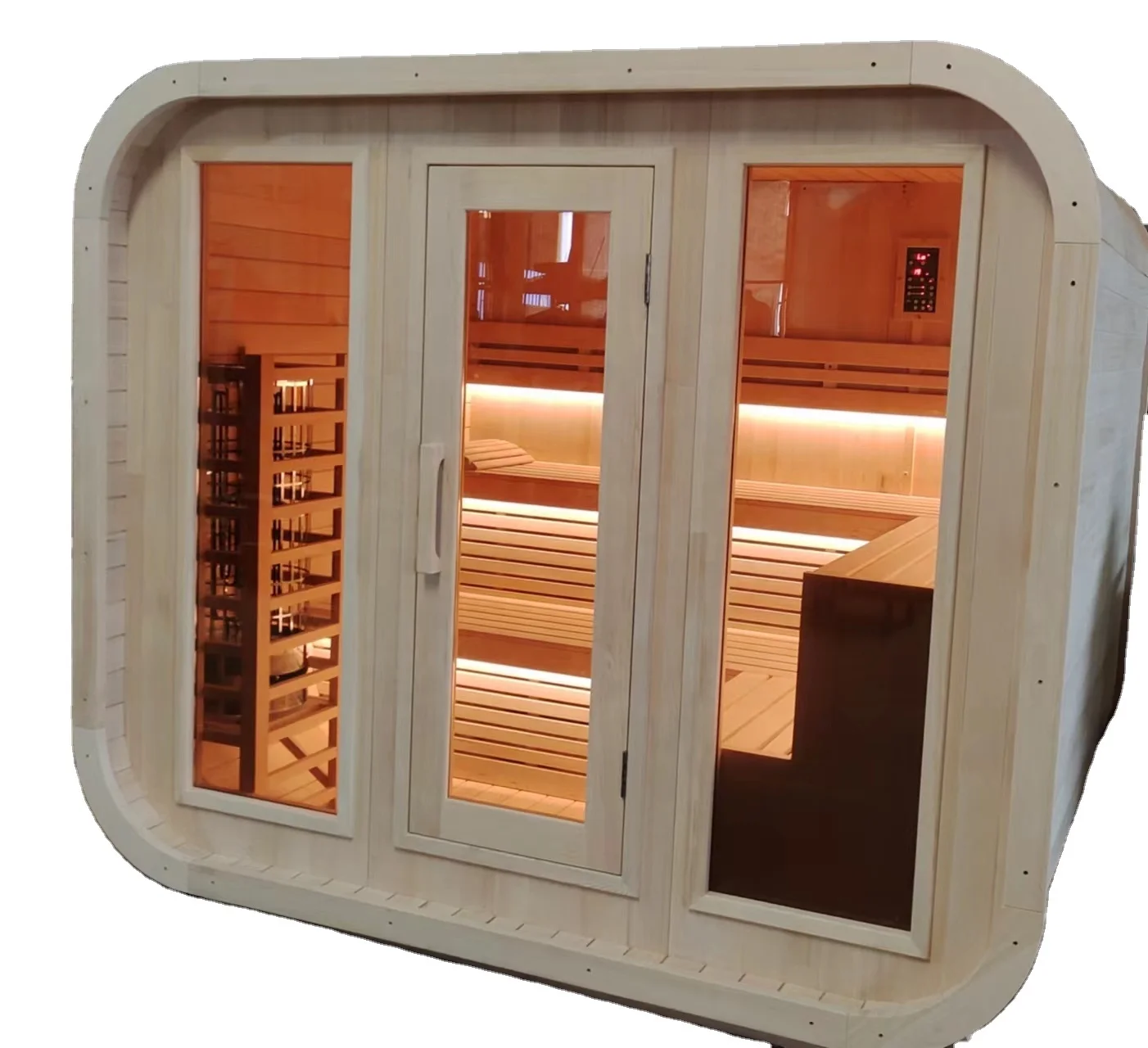6 Person Outdoor Sauna Wood Cabin Wood Sauna And Dry Steam Infrared Sauna House for Sale