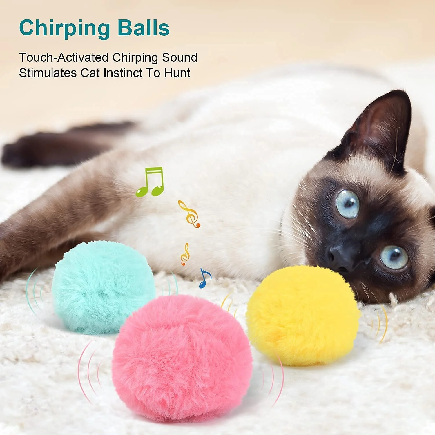 Interactive Chirping Balls Cat Kicker Toys 3 Lifelike Animal Chirping Sounds, Fun Kitty Kitten Catnip Toys  plush cat toys