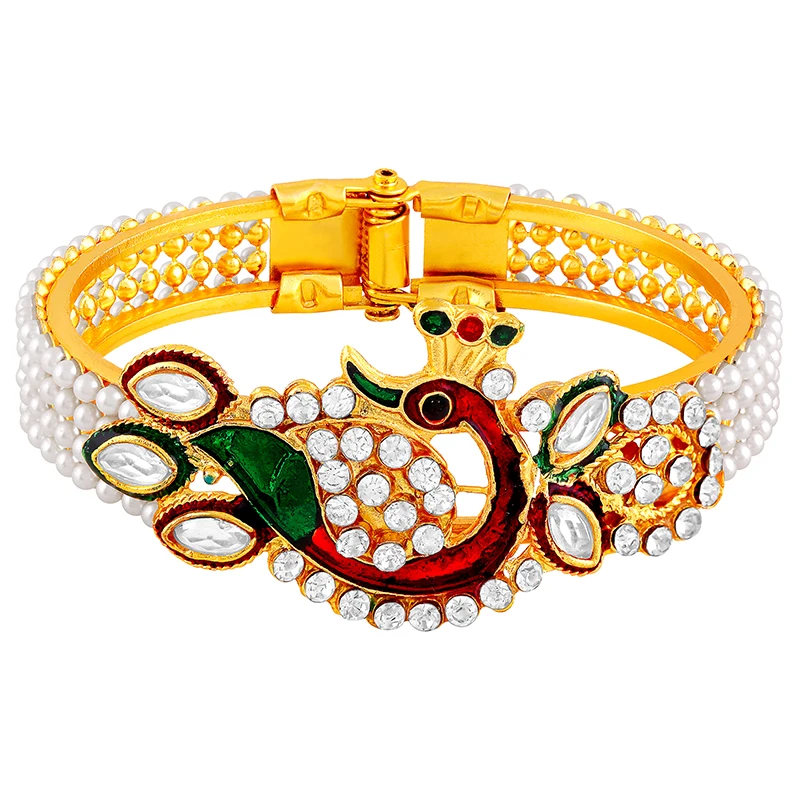 Copper Wholesale Jewellery Kundan American Diamond Stone Beaded Gold Plated Metal Fashion Chunky Bangles