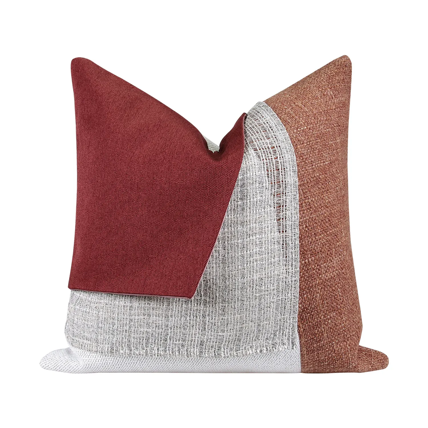 Pillow Cover Home Decoration Cushion Cover Customization New Chinese Color Matching Cotton and Linen Style Red and White Orange