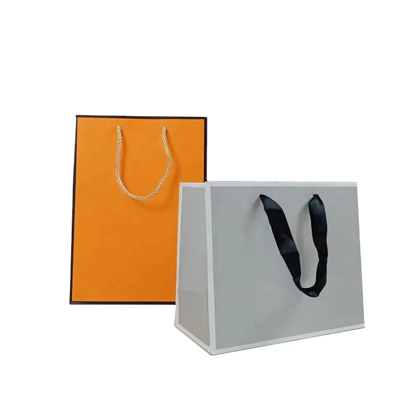 White Cardboard Shopping Wholesale Cheap Custom Design Classic Gift Clothing Paper Bag with Ribbon Handle