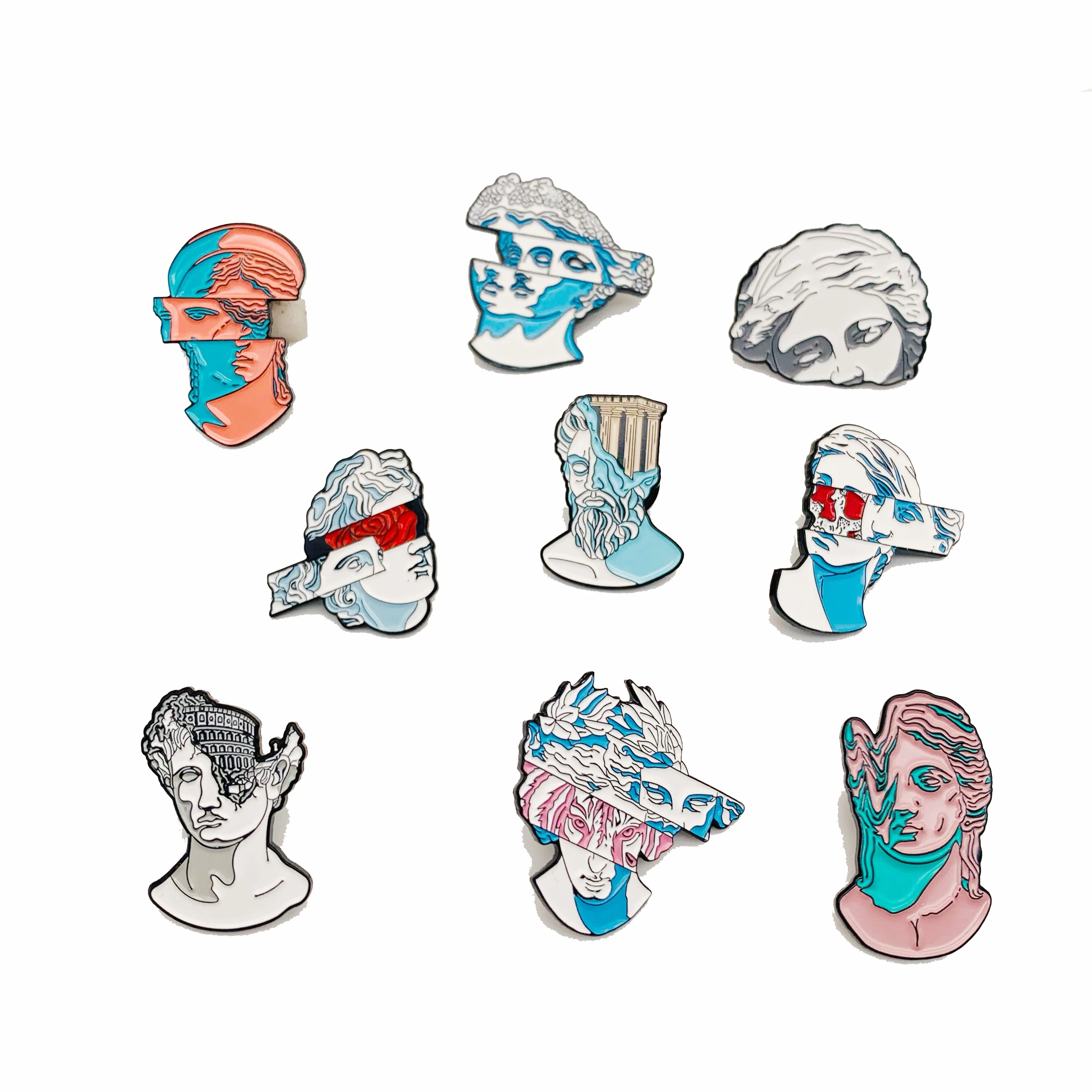 Head of sculpture lapel pins soft enamel custom brooch pins with high quality hot sale