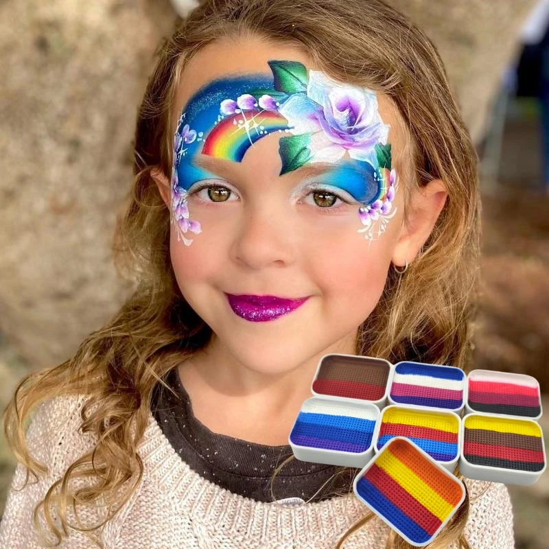 KHY Facepaint Split Cake Tricolor Soccer For Football Fan Painting Country Flag Face Paint