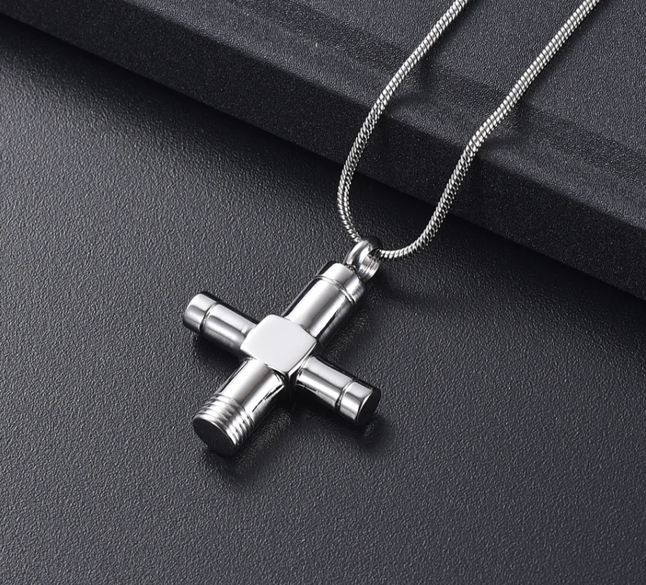 Cross Cremation Jewelry For Ashes Pendant Stainless Steel Urn Pendant Necklace For Women Keepsake Funeral Jewellery Ashes Locket