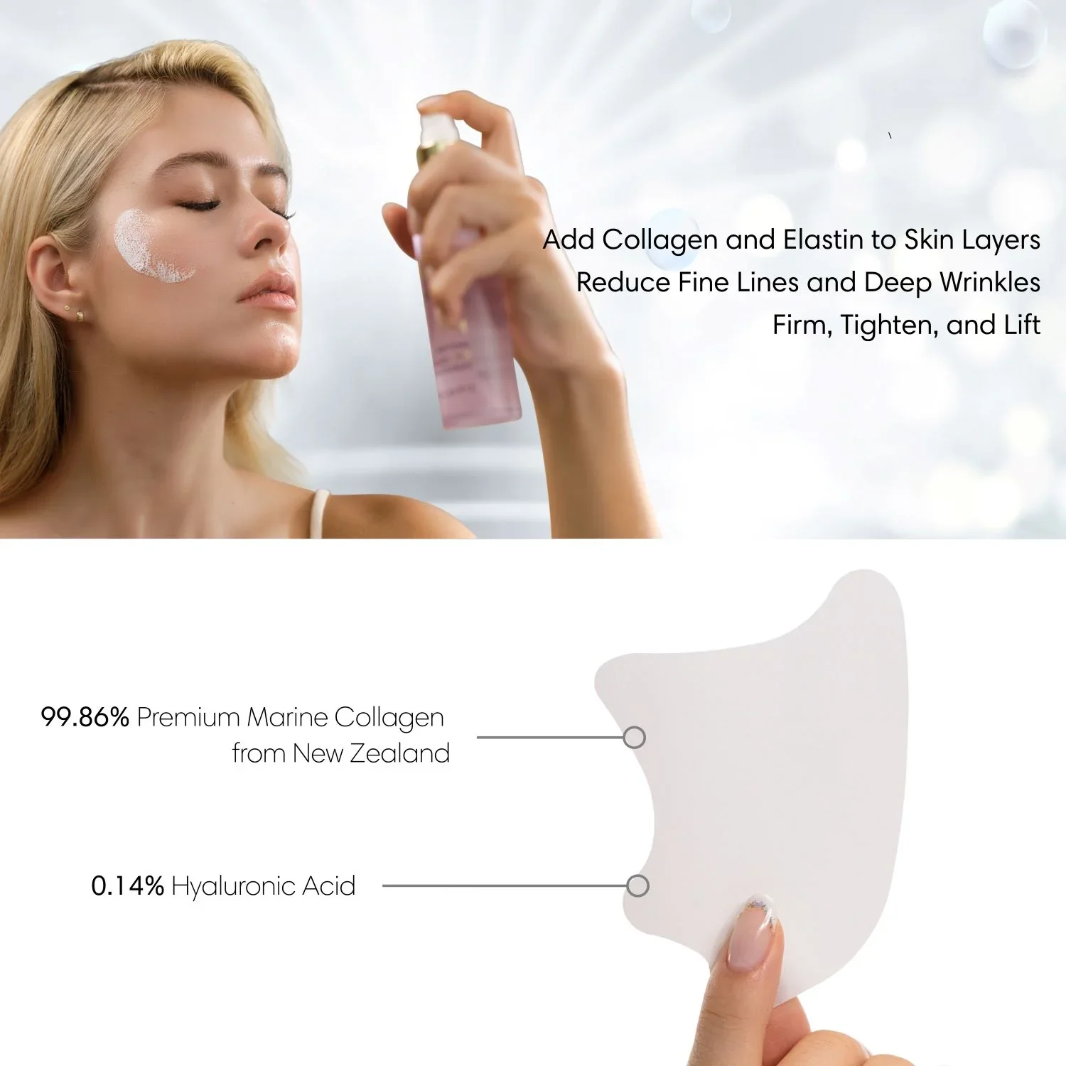 Korean High Prime Collagen Film Paper And Mist Face Sheet With Spray Private Label