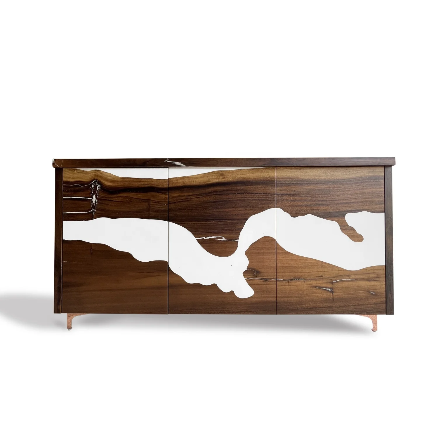 Ready to ship live edge solid walnut parota resin console table custom wood sideboard white epoxy kitchen cabinets