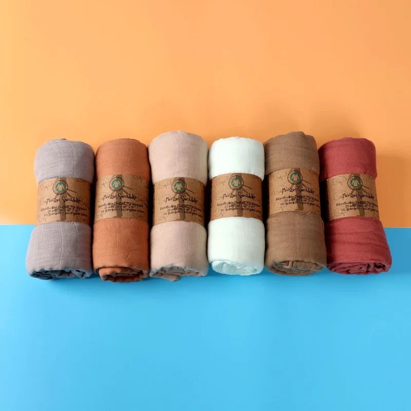 bamboo fiber double layers new arrival solid dyeing muslin baby swaddle wrap gauze blanket