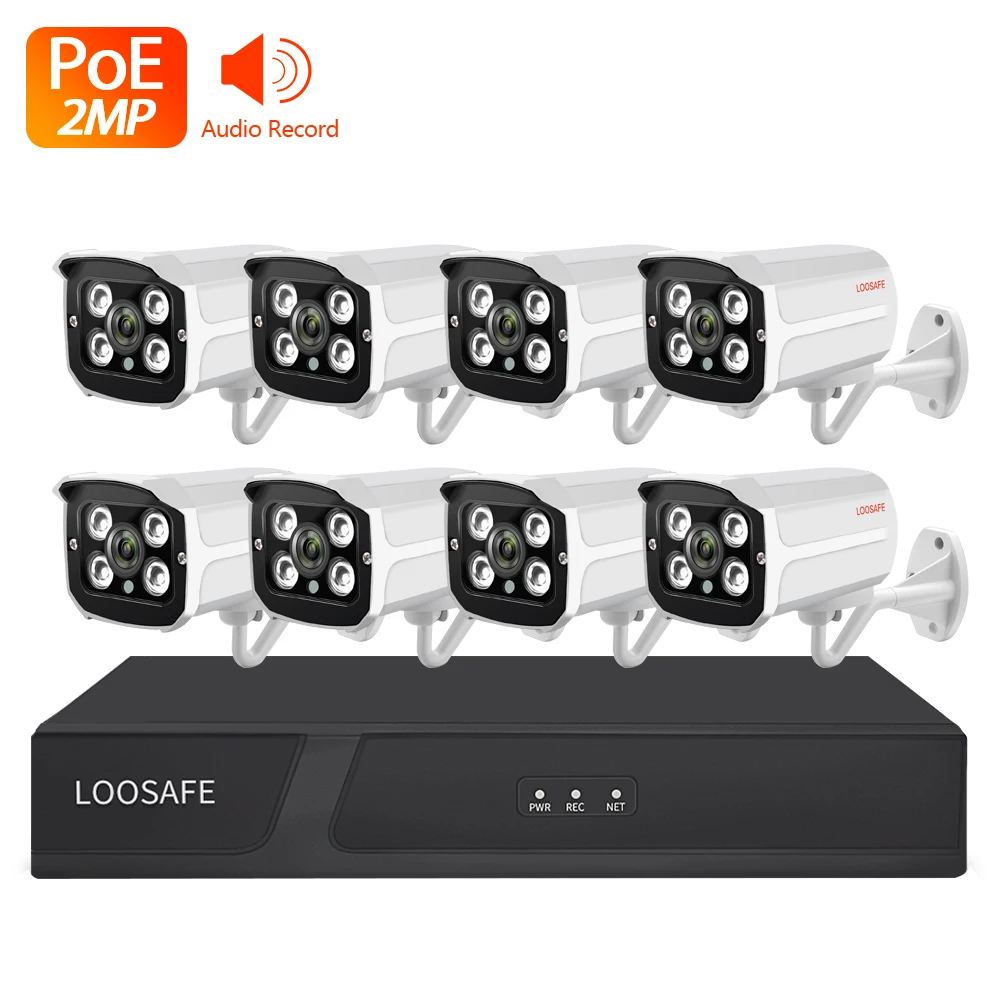 Full HD 1080p CCTV Poe 8 Channel Camera 5mp Kit 8 Ch Security Camera System  Indoor Outdoor IR Night Vision Security camera