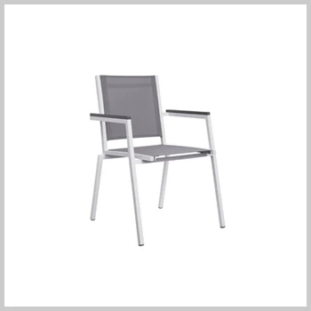 Grey Modern Elegant Outdoor Aluminum Bistro Chair Outdoor Restaurant Dining Chairs
